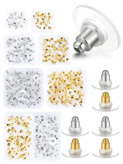20/50/100 piezas de respaldos de aretes con forma de bala, respaldos de aretes tipo bala para aretes de botón, tapones de goma para aretes, respaldos de alfiler de aretes, suministros para la fabricación de joyas
