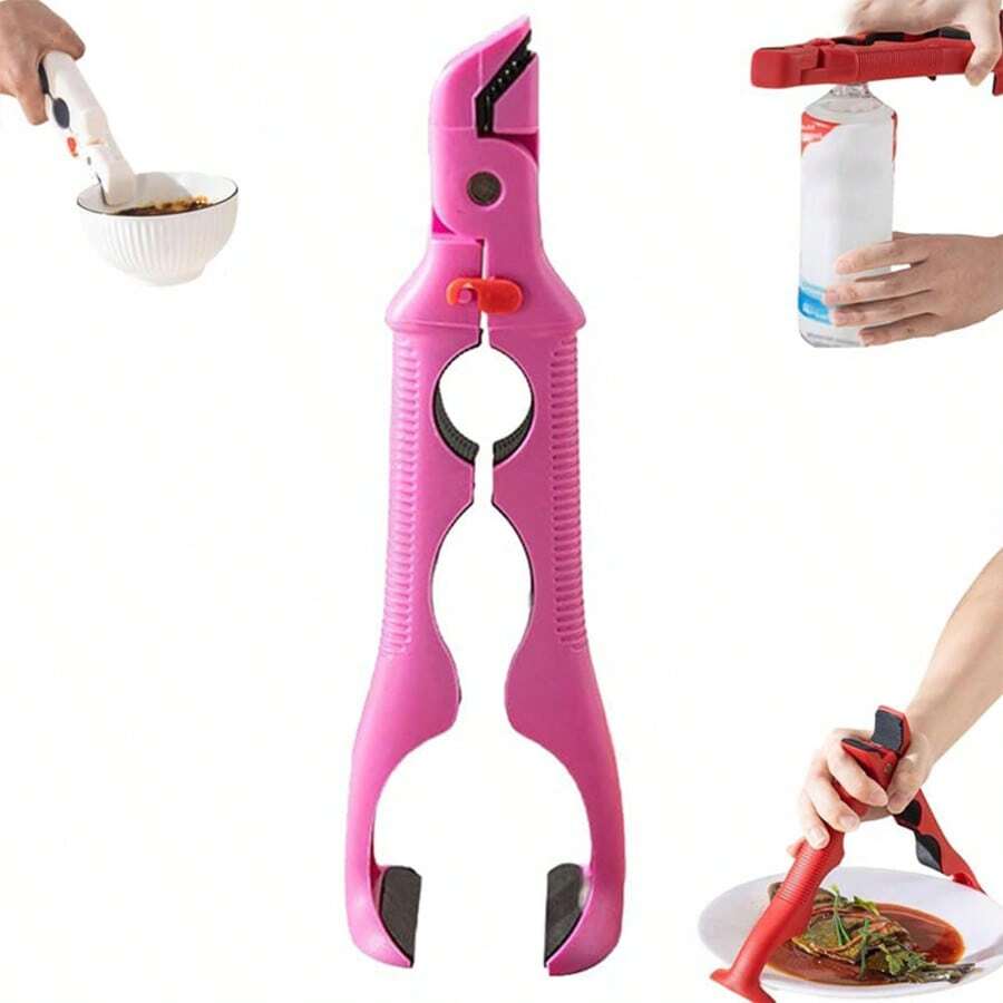 Hot Plate Gripper - 3-In-1 Hot Plate Gripper, Multi-Angle Anti-Scald Bowl Holder Clip, With Lock & Bottle Opener Includes For Hot Bowl Cozy Holder