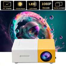 Proyector portátil 1080P con altavoces estéreo incorporados, corrección de distorsión trapezoidal, control remoto, compatible con múltiples dispositivos, proyector de cine en casa y al aire libre para mejorar tu experiencia de películas, TV y juegos