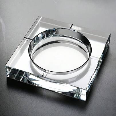 Glass Ashtray For Cigars & Cigarettes, Stylish Round & Square Tabletop Design, Home & Office Use