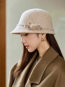 1 pezzo Cappello da donna di colore unito, stile nuovo, elegante cappello secchio vintage, classico cappello con fiocco, adatto per uso quotidiano