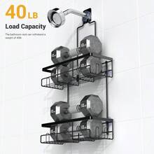 XZGB Shower Caddy Hanging Bathroom Organizer: Rustproof Shelf For Inside Shower - No Drilling Racks Over Showerhead - Bath Shelves For Shampoo Soap - màu đen - Xem 4