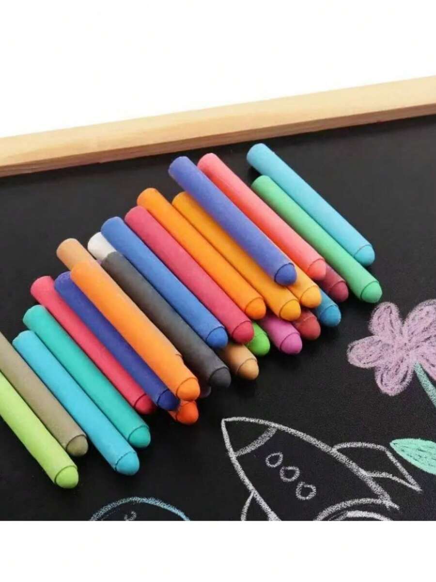 Bộ 48/36/24/20 viên phấn không bụi cho trẻ em, kèm hộp đựng phấn, phấn vẽ vỉa hè nhiều màu sắc, phấn mầm non có thể giặt sạch, thích hợp cho hoạt động nghệ thuật ngoài trời, vẽ nguệch ngoạc, phấn bảng. - Nhiều màu - Xem 1