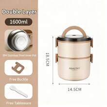 Set de fiambrera portátil isotérmica de 2,2 L para adultos, fiambrera bento apilable de acero inoxidable para comida caliente, contenedor térmico de 3 niveles, fiambrera bento de gran capacidad, acero inoxidable 304 - 2 niveles - Ver 1