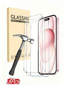 3 Pieces Tempered Glass Compatible With IPhone 17 17 Pro 17 Pro Max 17 Air16 16 Plus 16 Pro 16 Pro Max 15 14 13 12 11 Pro Max X XS XR Mini 7 8 14 Plus For IPhone Screen Protector Compatible With IPhone 14 15 Pro Max Glass