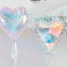 5 Stücke 45 cm transparente, bunte Herzluftballons aus Folie für Geburtstagsfeiern, Valentinstag, Hochzeitsdekoration - Verschiedenfarbig - Übersicht 4