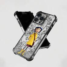 Funda para móvil con diseño de  y su impermeable amarillo. Compatible con teléfonos ,  17,  16 Pro Max,  15 Pro Max,  13 y  12. Fabricada en TPU, ofrece protección contra golpes y caídas. Un regalo encantador para fans, coleccionistas, hermanos o para Halloween. - Negro - Ver 5