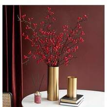 1PC/2PCS, 39.37-Inch Artificial Red Berry Branches, Holly Berry Branches Are Suitable For Autumn And Winter Decoration, Chinese New Year, Easter, St. Patrick's Day, Weddings, Parties And Home Table Center Decoration.