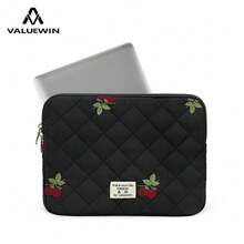 Cute Cherry Floral Puffy Tablet Sleeve Compatible With Ipad Pro 11-Inch , Laptop Sleeve Bag Cover Girly Puffy Quilted 13-14 /15-15.6 Inch. Computer Bag For Women Gift. Carrying Case Cover 14 /16 Inch, 13 Inch Quilted Design Soft Cute Puffer Bag Case For College Students - Black - View 4