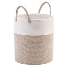Woven Cotton Rope Laundry Hamper - 58L Collapsible Dirty Clothes Basket - Multicolor - View 1