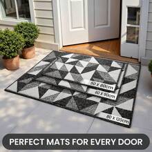 Sour Lemon Waterproof All-Season Door Mat, Low Profile Front Door Mat, Easy Clean Patio Mat, Dirt Trapping Door Mat Outside Entrance, Non-Slip Door Mat Indoor Entrance, Patio, Porch, Stain And Fade Resistant - 黑灰色 - 查看 8