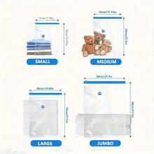 超大真空收纳袋套装,含1个手动气泵 - 节省空间,密封压缩,防尘防潮,适用于衣物和床上用品,是宿舍、衣柜和搬家的理想之选。 - 彩色 - 查看 3