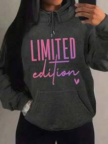 2025 Fun Portrait Animal Flower Letter Creative Pattern Print Women's Fashion Hoodie Sweatshirt, Drawstring Hooded Pullover Sweatshirt, Casual Loose  Pocket Hoodie, Fleece-Lined Autumn Winter Fashion  Women's Clothing Soft And Breathable - 深灰色 - 查看 11