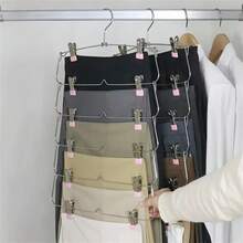 Perchero metálico de 6 niveles con 12 pinzas - Organizador de armario ahorra espacio para camisas, corbatas, cinturones, bufandas, calcetines y sujetadores - Negro, Perchero multiusos | Perchas verticales | Percha de ropa resistente, Organizador de ropa | Diseño de percha moderno | Percha de plástico - Negro - Ver 1