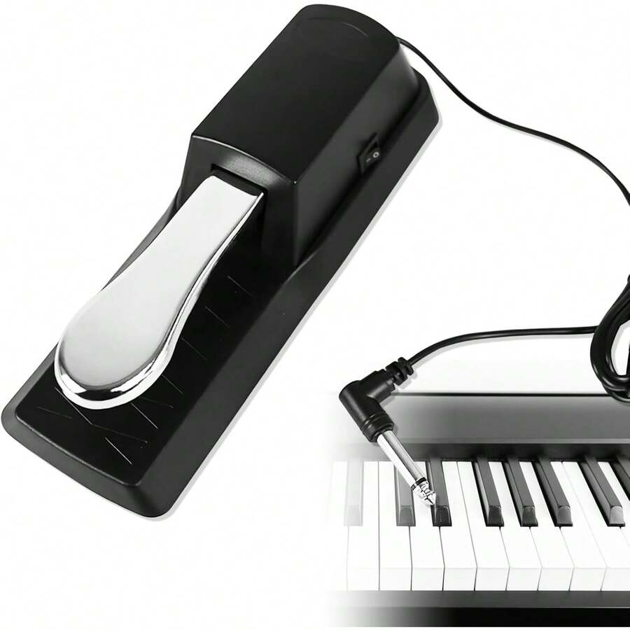 HONGHCL Pedal de Sustain - Pedal de Sostenimiento Universal con Interruptor de Polaridad Parte Inferior de Goma Antideslizante - Pedal Sustain para Teclado Electrónicos - 1 - Ver 1