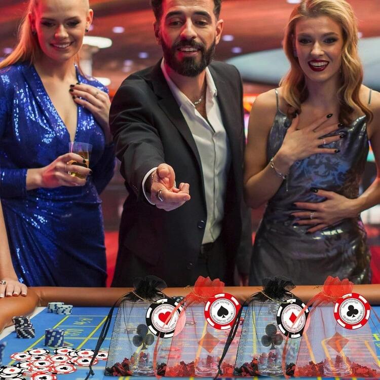D97 Pcs Casino Party 2 Oz Cups Gift Bulk With Organza Bag And Greeting Card Casino Night Theme Souvenirs For Birthday Las Vegas Game Night Decoration Poker Cards Chips Drinking Small Cups - như hình ảnh - Xem 5