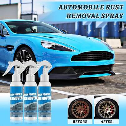 100ml Car Rust Removal Spray,Iron Powder Remover,Rustout Instant Remover Spray,Multifunctional Paint Cleaner Car Maintenance Powder Spray Rust Remover Iron Cleaning,Iron Powder Remover For Car
