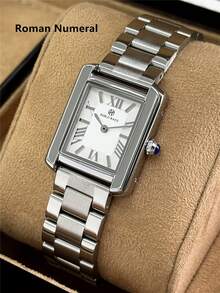 Pablo Raez A Single-Piece Classic Women's Watch Set, Featuring High-Quality Stainless Steel Silver, An Original Charming And Luxurious Dress Watch, An Elegant New Vintage Women's Watch, A Beautifully Designed Rectangular Quartz Watch, A Stylish White Dial, A High-Quality Popular Square Women's Wristwatch, 50-Meter Water Resistance, - Silver - View 14