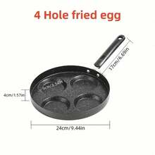 Sartén plana con cuatro orificios para freír huevos, huevos para el desayuno, empanadillas, panqueques antiadherentes, moldes para freír, utensilios de cocina