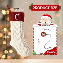 Christmas Stockings Personalized Custom Initials 18 Inches Knitted Christmas Stockings With Letter Fireplace Hanging Monogram Xmas Stockings For Family Holiday Party Decoration White And Red A - WhiteandRed - View 3
