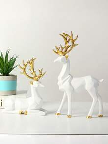 Piece Nordic Luxury Resin Deer Crafts Decorate Living Room Bedroom TV Cabinet Wine Cabinet, Animal Deer Sculptures, Black Deer Ornaments And Holiday Decorative Accessories