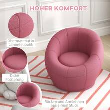 HOMCOM Swivel Chair, Plush Chair, Single Chair With Load Capacity Up To 120 Kg, Pink, For Living Room And Relaxation On Site. - 1 - View 8