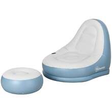 Outsunny Inflatable Sofa With Footrest And Cup Holder, Air Sofa For Camping And Home, White, 125x100x87cm - 1 - View 9