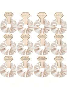 10个伴娘求婚礼物真丝发圈 - 真丝发带，适合单身派对回礼、婚礼发饰（不伤发设计，浪漫礼盒填充物，适合新娘派对、DIY新娘纪念品）、单身派对回礼、婚礼派对用品、生日派对、毕业季（款式随机发货） - 香檳色 - 查看 5