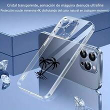 Carcasa de teléfono impreso transparente de moda Cubierta Transparente para iPhone con Diseño de Palmeras Negras Protector del Teléfono Celular Estilo Minimalista Ideal para Verano y Viajes a la Playa Para apple, teléfonos - transparente - Ver 3