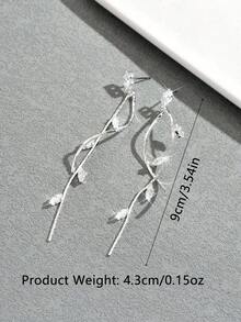 1 Pair French Luxury Long Zirconia Tassel Earrings, Elegant Twisted Stud Earrings, European And American Style, Earrings - Y0268 - View 5