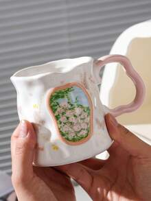 1个蝴蝶花卉图案陶瓷马克杯，咖啡杯，水杯，ins风早餐杯，送给姐妹/闺蜜的独特礼物 - 彩色 - 查看 6