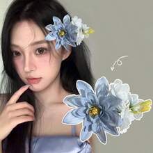 1/2个梦幻雪纺兰花发夹，飘逸蝴蝶设计，2025新款侧刘海发夹，发饰 - 彩色 - 查看 9