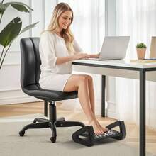 HOMCOM 6-Level Height Adjustable Desk Footrest With Massage Surface, Ergonomic Footrest For Home Office, Black