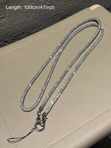 奢华水钻链挂绳，女士闪亮水晶可拆卸单肩/斜挎包带，时尚高端礼物，适合送给母亲、家人、朋友、生日、节日的手机挂饰、手机链 - 手提繩+斜背繩 - 查看 8