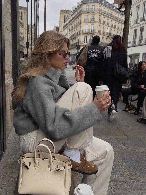 Women's Solid Color Pocket Button Collar Casual Commuter Street Overcoat, Winter