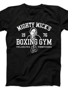 Micks's Gym Boxer Boxing Gloves Rocky Film Movie Funny Gift Black T Shirt B89 - màu đen - Xem 1