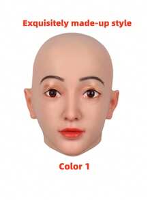 Cute Girl Cosplay Silicone Full Head Mask With Realistic Skin Texture, See-Through Vision And Audio Function, Suitable For Costume, Christmas, Halloween, Home Use, Private Party And Masquerade Ball, Unisex - Multicolor - View 9