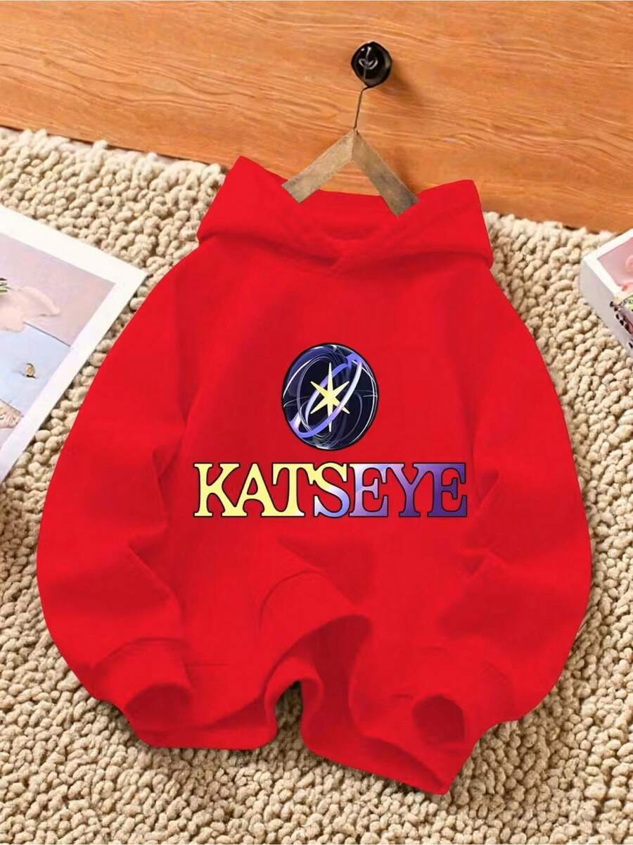 Ms. KATSEYE's Branded Hooded Sweatshirt – Warm And Comfortable Winter Sweater, Casual And Playwear, Machine-Washable Knitwear Suitable For Both Women And Men (Standard Fit) – Soft Cotton Hooded Top, Christmas-Themed Hooded Sweatshirt, Sporty Casual Hooded Sweatshirt – Oversized Casual Hooded Top For Daily Wear - 紅色 - 查看 1