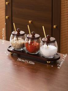 1pc Glass Seasoning Jar, Suitable For Tabletop Decor, Home And Kitchen Condiment Storage - Glass Condiment Jars - View 4