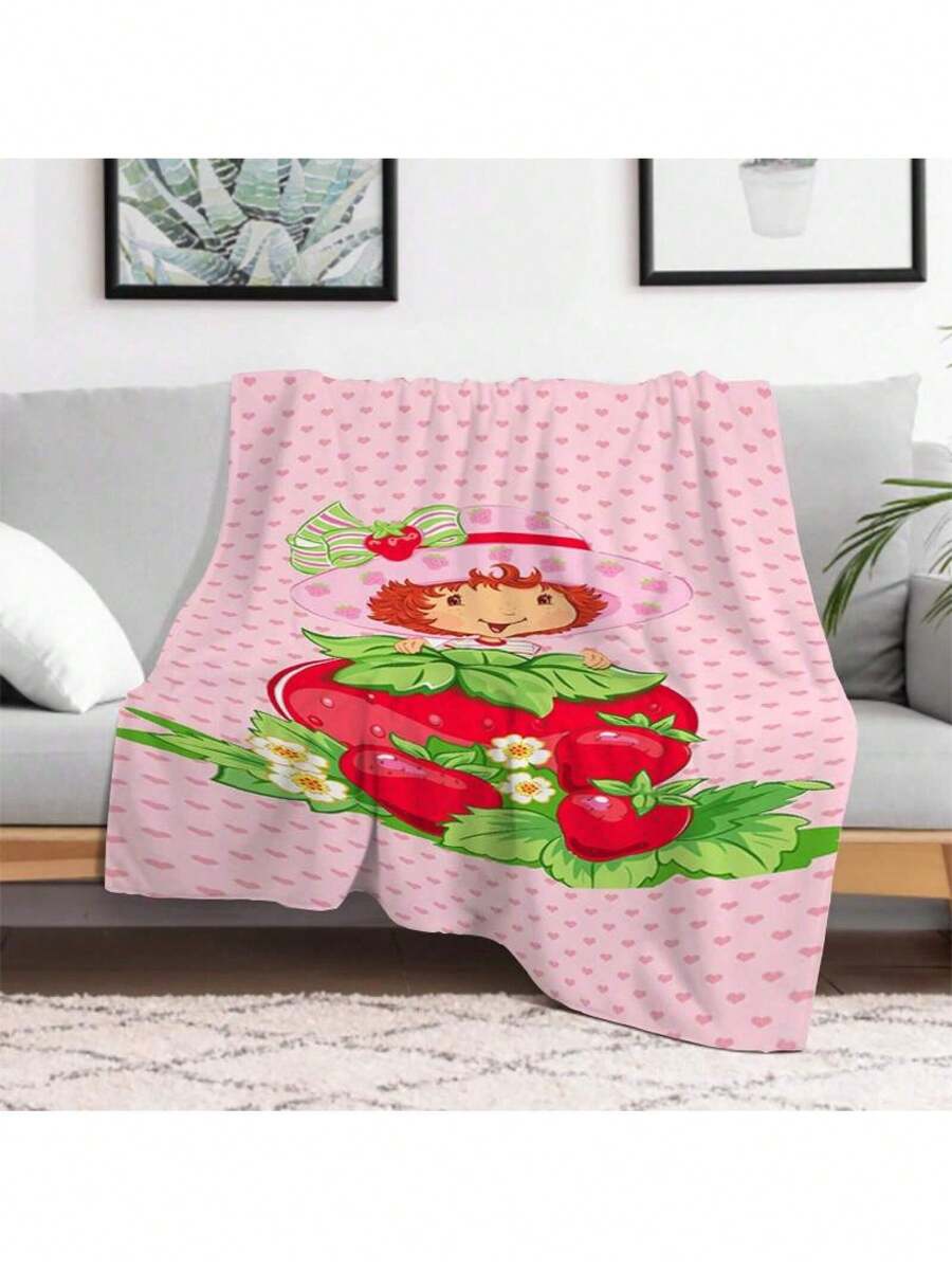 S-Strawberry Pink Shortcake Throw Blanket – Fluffy Plaid Picnic & Camping Blanket, Soft & Cozy Portable Sofa Decor, Downy King Lid Blanket For All-Season Comfort - Photo-2 - 查看 1