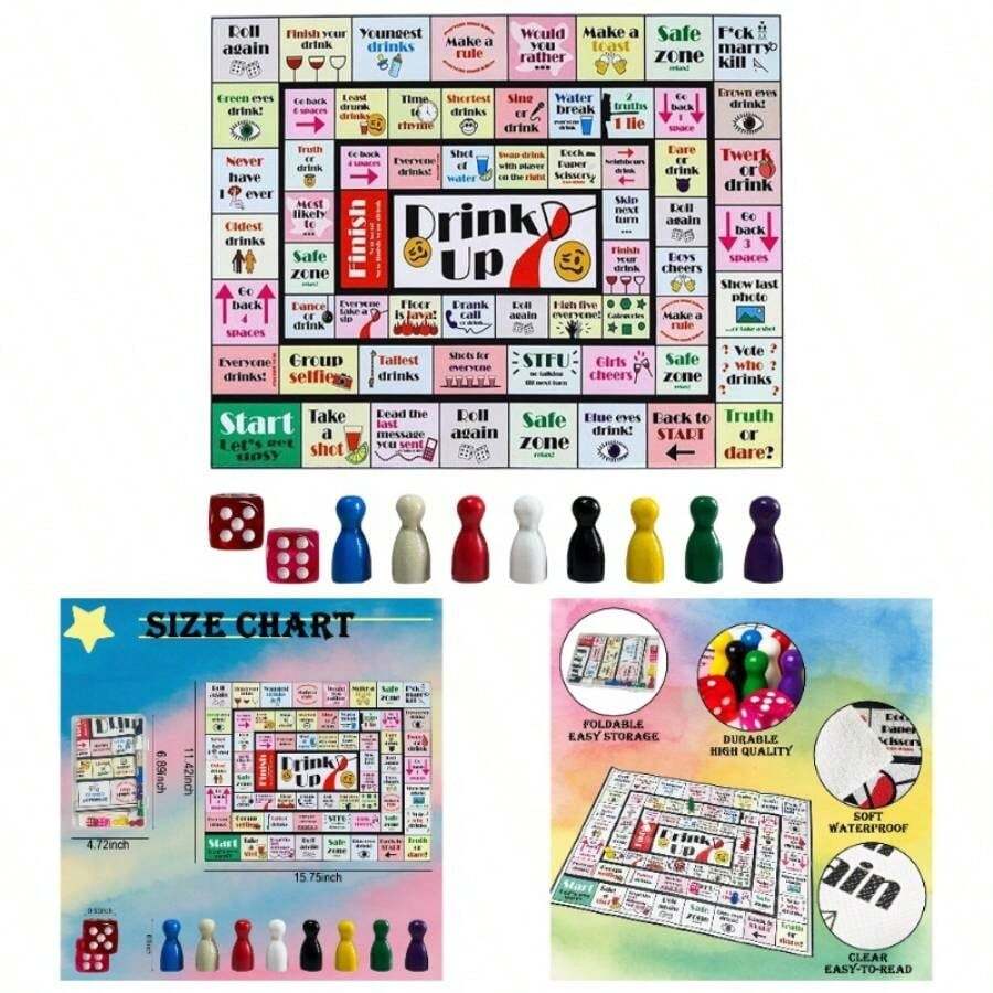 Drinking Board Games Adults Party - Fun Game Night Games Groups Adult, Night Bachelorette Party Drinking Games, Waterproof, 2 - 8 Players, Ages 21+ 2 - 8 Players - 最初的 - 查看 1