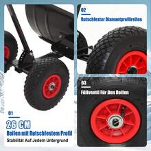 Single-Handle Snow Shovel With Wheels, 5-Level Height Adjustable (107-27.5) - 74" Wide Shovel Made Of PE Material, Foldable And Lightweight For Effortless Snow Clearing In Driveways