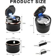 Car Ashtray With Lid, Detachable Auto Smokeless Ash Tray With Blue, Portable Ashtray Vehicle Cup Holder And Vent Home Office, Interior Car Accessories Black Golden - Black & Rose Golden - View 3