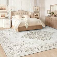 6x9 Washable Large Retro Soft Non-Slip Low Pile Area Rugs Living Room, Bedroom, Dining Room, Office (Beige, 6' X 9') - 灰褐色 - 查看 6