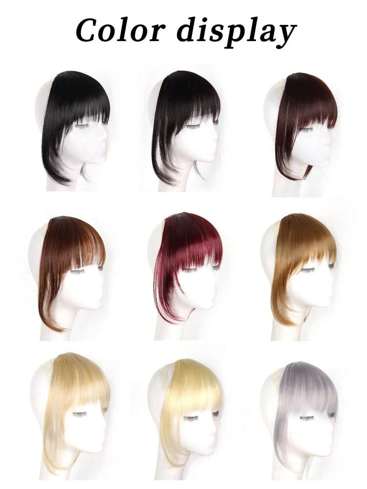 带刘海的合成假发，女士顶级假发，遮盖白发，蓬松自然，无缝分层假发，甜美酷炫的漫画风格，配有发夹、发卡、发夹、发饰、女士发饰、接发、假发片 - 彩色 - 查看 2