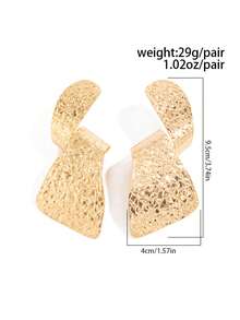 1 对夸张时尚几何金属条纹圆形耳环，简约复古粗珠宝耳环，女士日常、派对和节日装饰、礼物、时尚配饰套装 - 金黃色 - 查看 11