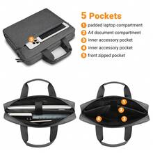 TECOOL 适用于14-17.3英寸华硕、惠普及其他品牌笔记本电脑的加厚肩带笔记本电脑包，防水防震，深灰色。 - 深灰色 - 查看 2