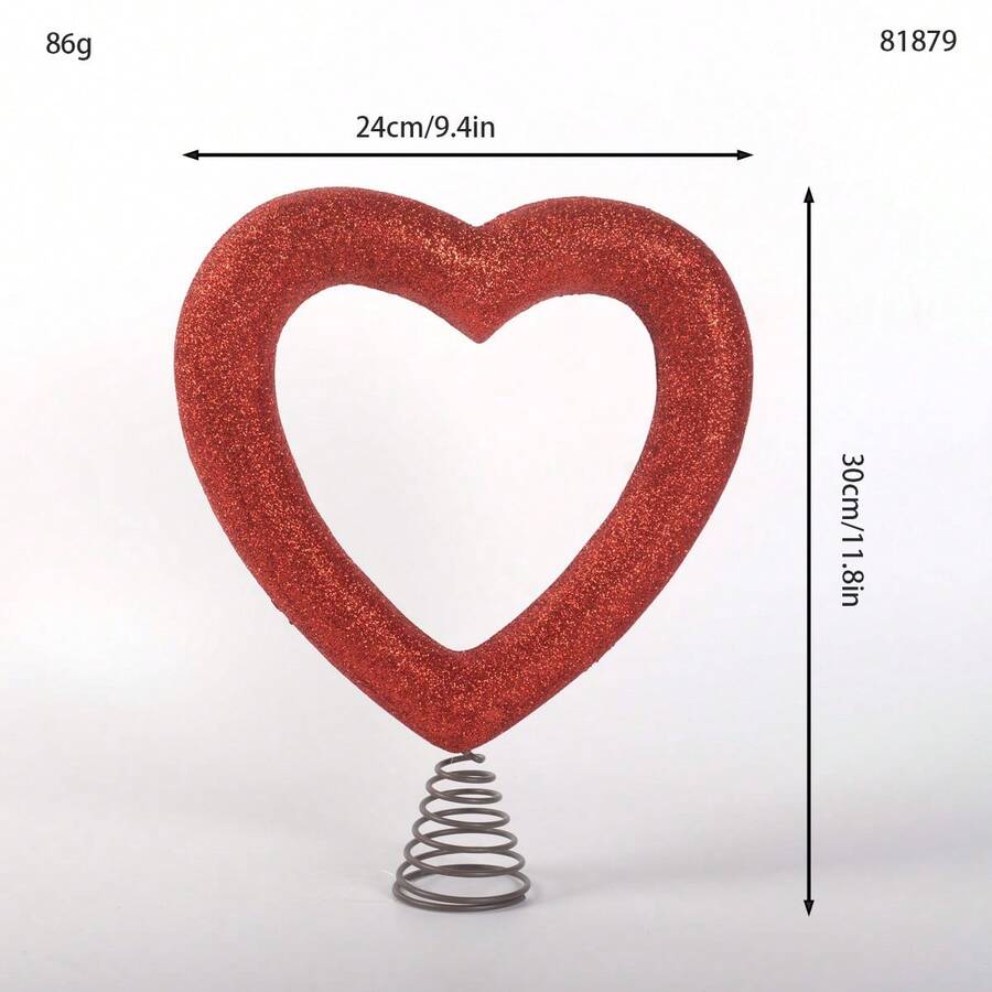 Christmas Heart Tree Topper With Spring Creative Metal Tree Hat Ornament For Home Office Party - Burgundy - View 1