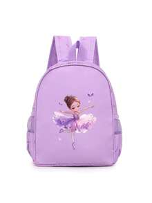 1个时尚卡通图案印花舞蹈背包，轻便耐用，粉色和紫色可选，拉链开口，涤纶内衬，可调节肩带，适合舞蹈、瑜伽、旅行和日常通勤。 - 彩色 - 查看 12