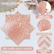 100 Pieces Rose Gold Birthday Napkins Pink Party Decorations Disposable Paper Napkins For Girls Women Sweet Diamond Theme Anniversary Wedding Shower Favors Supplies - 玫瑰金 - 查看 3